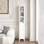 Armoire de rangement pour salle de bain de 66,92 po de hauteur avec tablettes réglables, armoire autoportante mince à 1 porte avec anti-basculement, compartiments ouverts, pour la maison, petits espaces, salle de bain, cuisine, salon, blanc