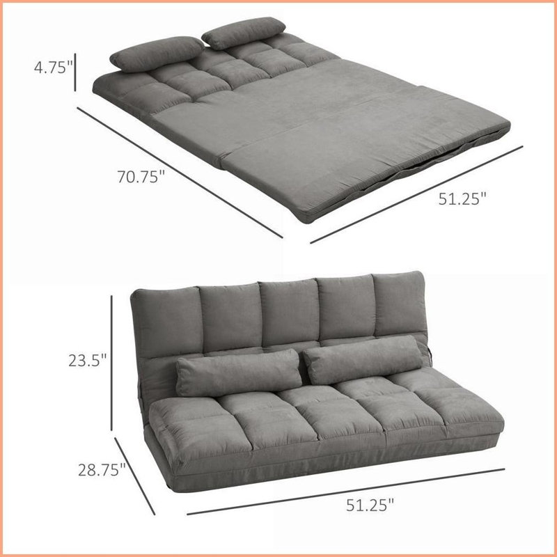 Canapé convertible pliant Lazy Floor Chair 2 coussins gris foncé | Polyester
