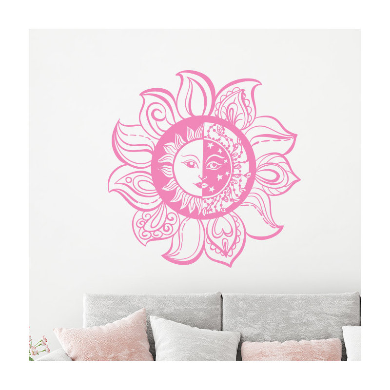 Décalcomanie murale soleil et lune, Rose tendre