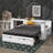 Daybed In Full Size Featuring Detachable Desk, Drawers For Storage & Side Table With Hydraulic Lift-1412201307-1412201308