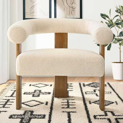 31" Wide Boucle Upholstered Back Tripod Wood Accent Chair by Wade Logan