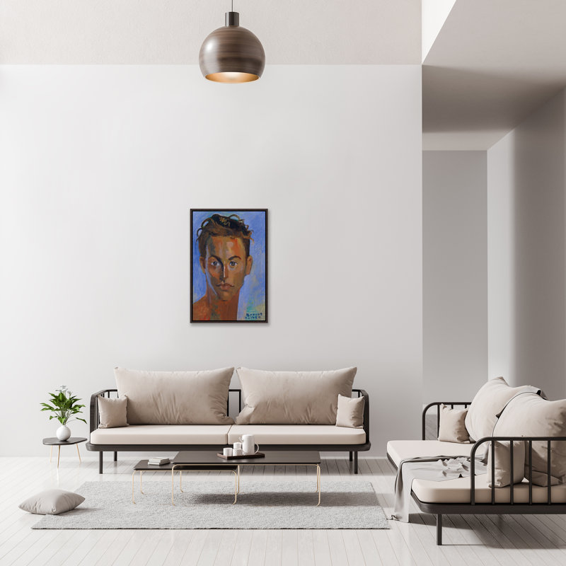 French Boy Painting by Boscoe Holder, 46.75" H x 31.75" W, Glass Coat