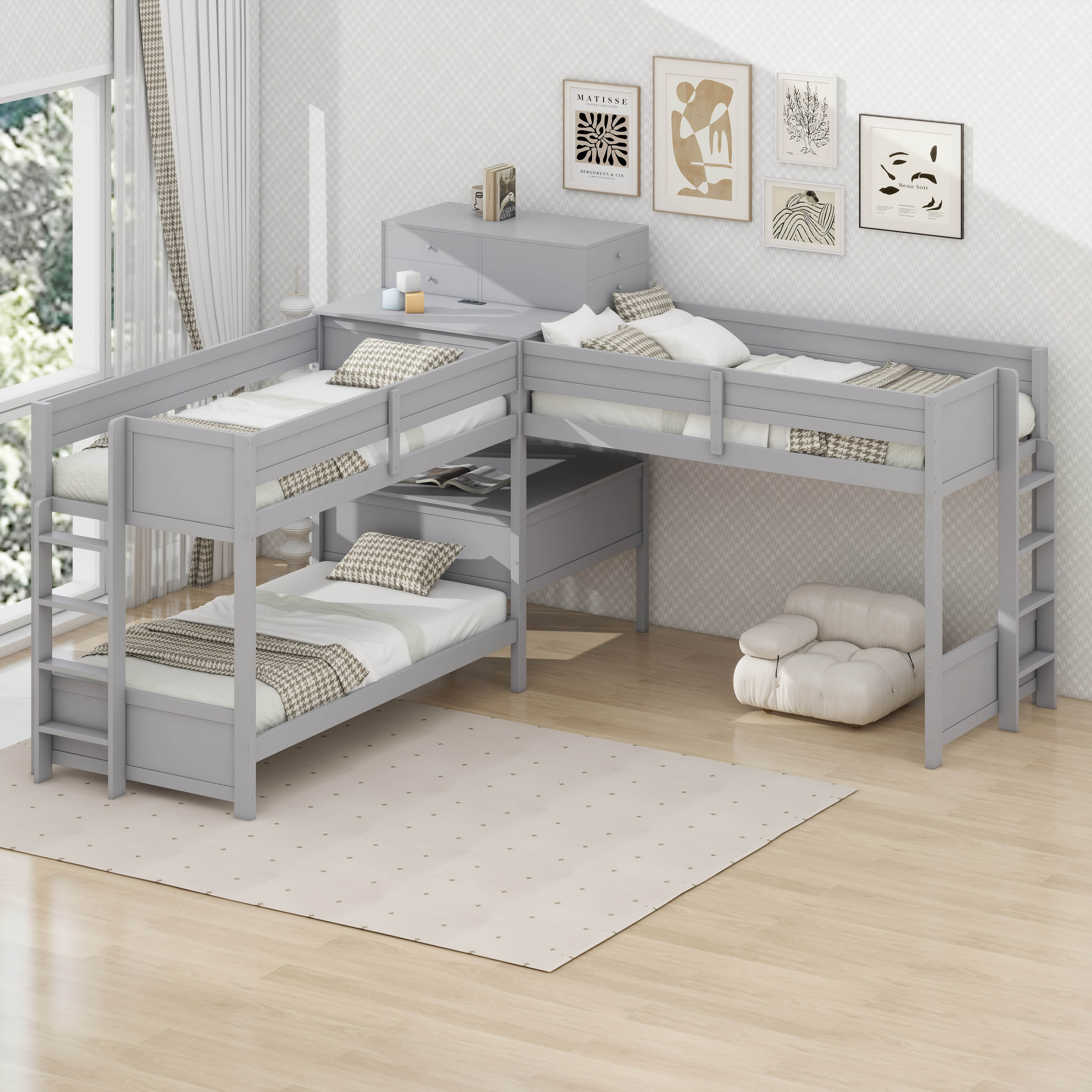 L Shaped Triple Bunk Bed