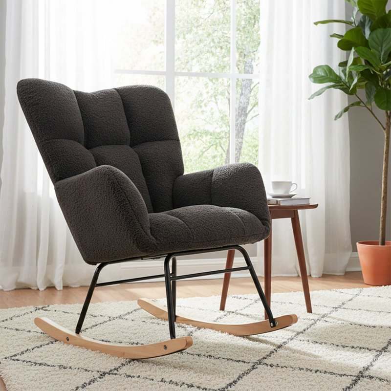 Chaise berçante rembourrée Modern Minimalist, Gris foncé