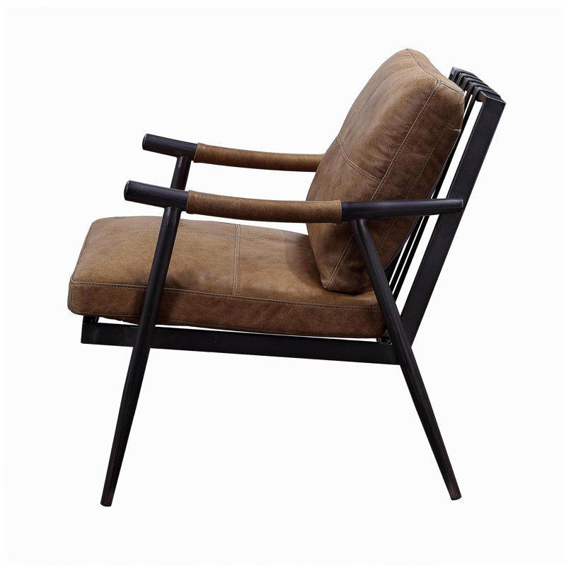 Chaise d'appoint Berham en châtaignier et fer mat avec pieds en métal