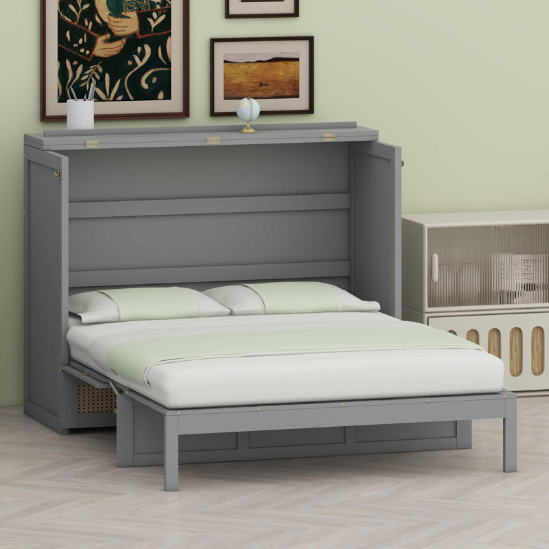 Lit escamotable avec grands tiroirs Murphy, Gris