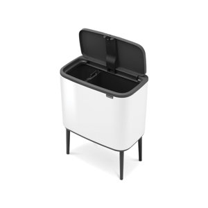 Brabantia Bo Touch Top Dual Compartment Recycling Trash Can, 3 + 6 Gallon (9 Gallon Capacity)