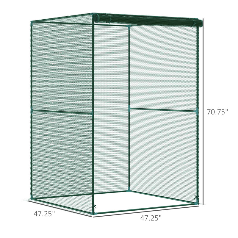 Filet de protection contre les récoltes de 4 pi X, porte à fermeture à glissière, structure en acier stable, filet en filet pour protéger les plantes en cage avec plantes de jardin