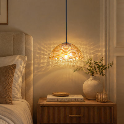 Luminaires suspendus à 1 lumière pour comptoir de cuisine, abat-jour en verre texturé l 9,84 po, luminaire suspendu réglable avec auvent pivotant pour îlot de cuisine, salle à manger, chambre à coucher