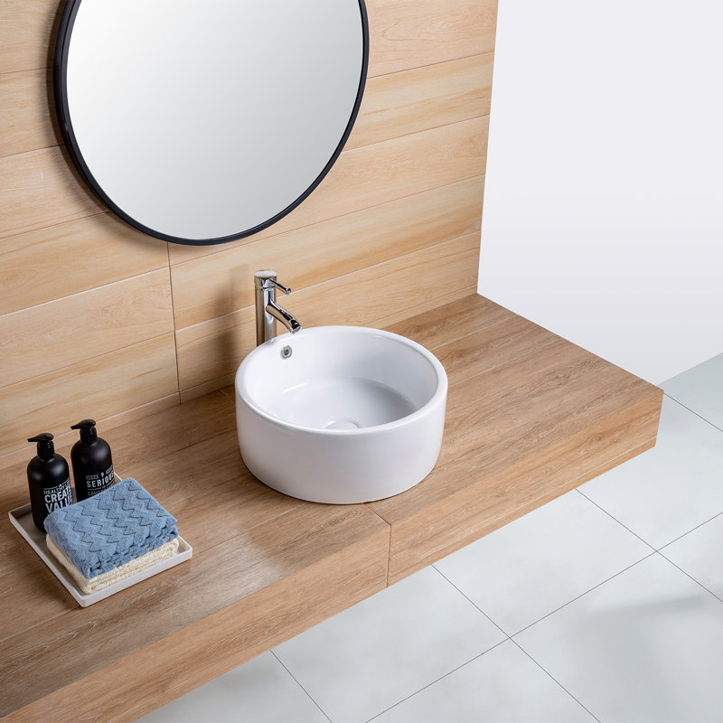 Lavabo de salle de bain vasque rond en céramique blanche