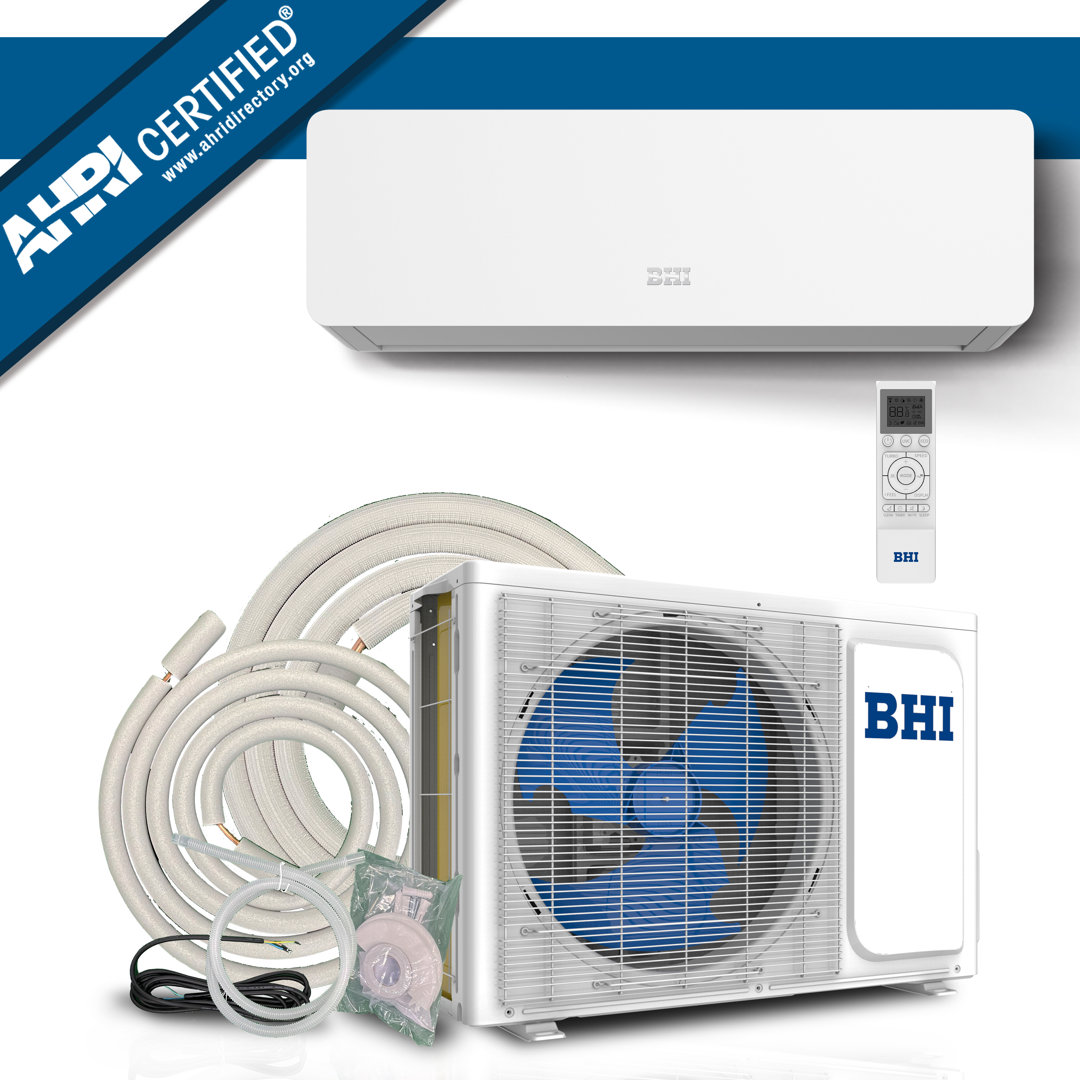 BHI 18000 BTU Ductless Mini Split Air Conditioner for 1000 Square Feet with Heater and Remote Included BHI