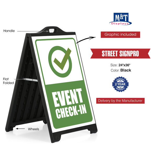 MT Displays Black Sandwich Board A-Frame Sidewalk Sign 24X36 EVENT CHECK-IN  Wayfair Canada