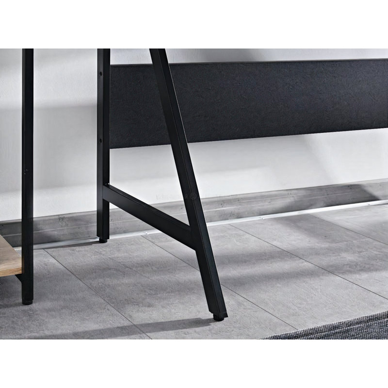 Dawnesha Metal Base Writing Desk, Black, Black/Oak