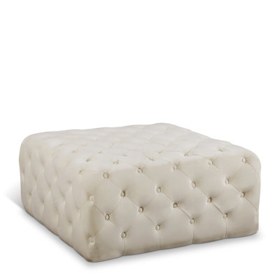 Ariel 33" Wide Velvet Tufted Square Standard Ottoman