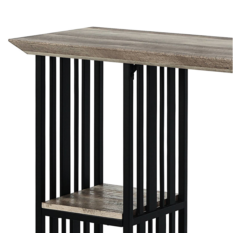 Table de salle à manger à hauteur de comptoir à 2 tablettes - 2 tablettes rectangulaires de style chêne et sable noir