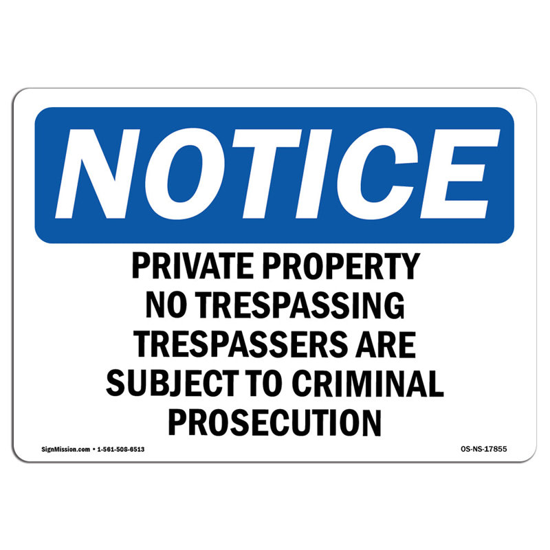 Signe de propriété privée «Trespassing Trespassers»