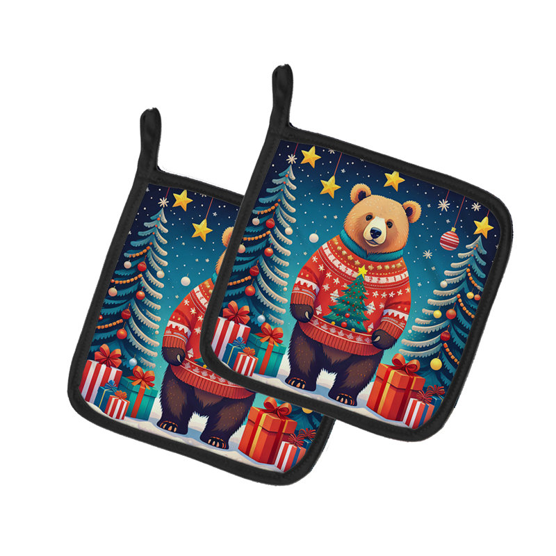 Paire de porte-casseroles Bear Christmas