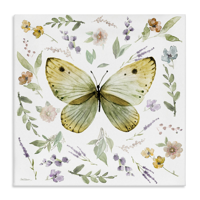 Art mural sur toile Chic Cottage Butterfly par Carol Robinson, H 17 po x l 17 po