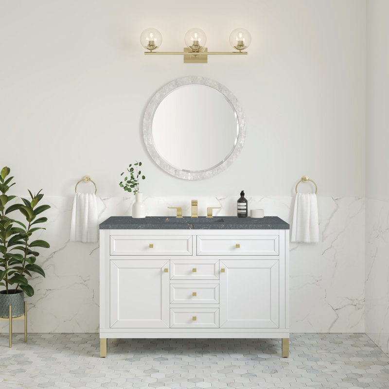 Chicago 48'' W Single Vanity, Glossy White, Parisien Bleu, 8" Widespread