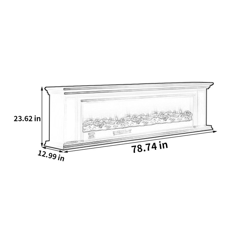 Meuble télé American Fireplace, Noir, noir, noir, noir, 78.74"