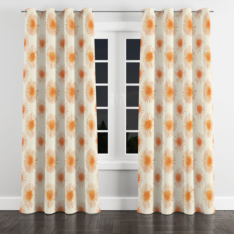 Rideaux Starburst - rideau à œillets orange Boho Sun - 1 panneau, L 52 po x L 108 po, Œillets argentés