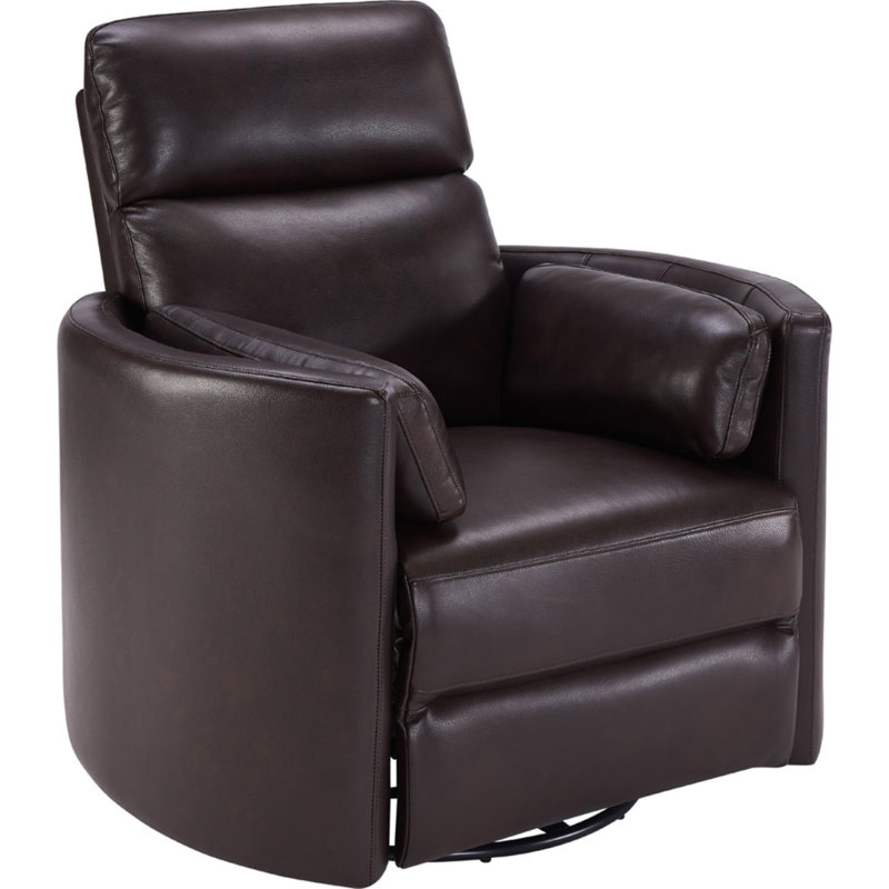 Bre 40" Wide Genuine Leather Swivel Standard Recliner, Florence Brown
