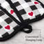 MARTHA STWEART Love Check Gingham Heart Shaped Pot Holder Set Black/White/Red 7”x8.5”