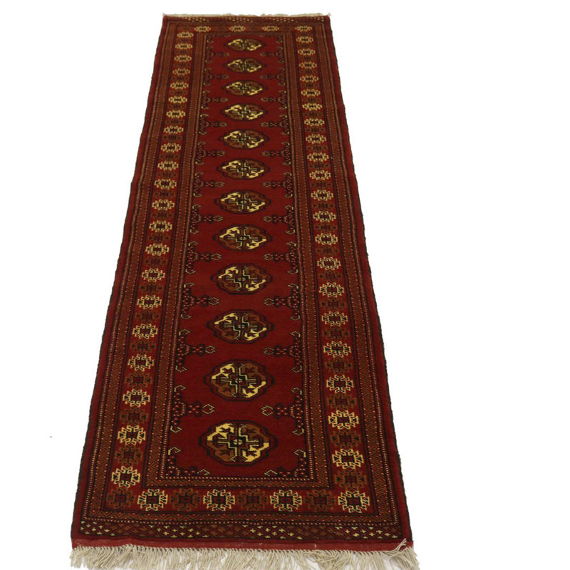 Tapis de couloir unique en laine noué à la main rouge nouvel âge 2 pi 6 po x 9 pi 9 po Pates