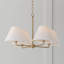 39.25"W x 15.25"H 4-Light Chandelier in Matte Brass with White Fabric Shades and Glass Diffusers