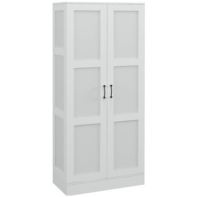 Armoire de rangement de 71 po de hauteur avec tablettes mobiles, armoire de rangement de style moderne avec portes à fermeture en douceur