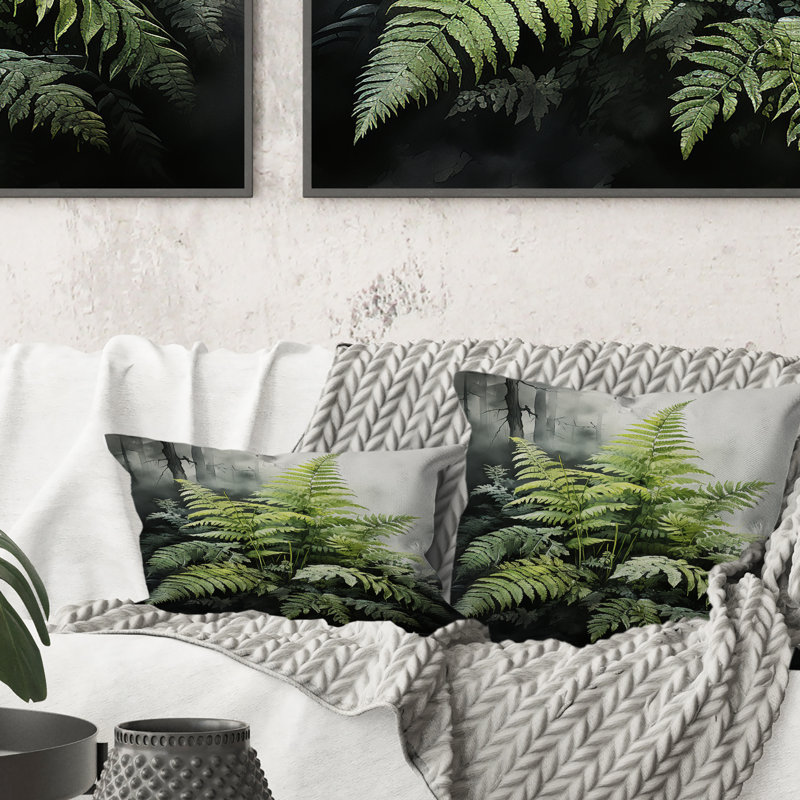 Coussin décoratif vert et noir Ferns Dynamic Contrast I - Ferns