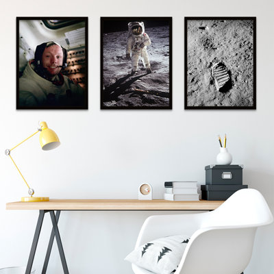 Nasa Apollo 11 Space Armstrong 50Th Anniversary 3 Piece Single Picture Frame and Floater Frame Wall Art