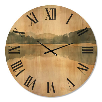Horloge murale surdimensionnée en bois silencieux - Olive Shore Lake