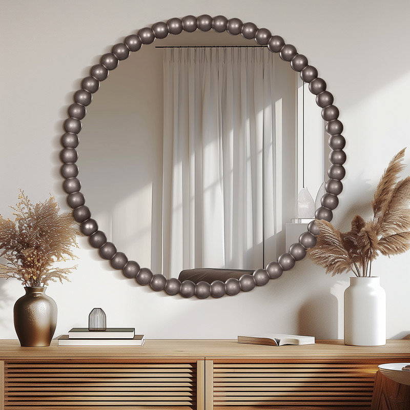 Pine Accent Mirror, Silver, 28" x 28"