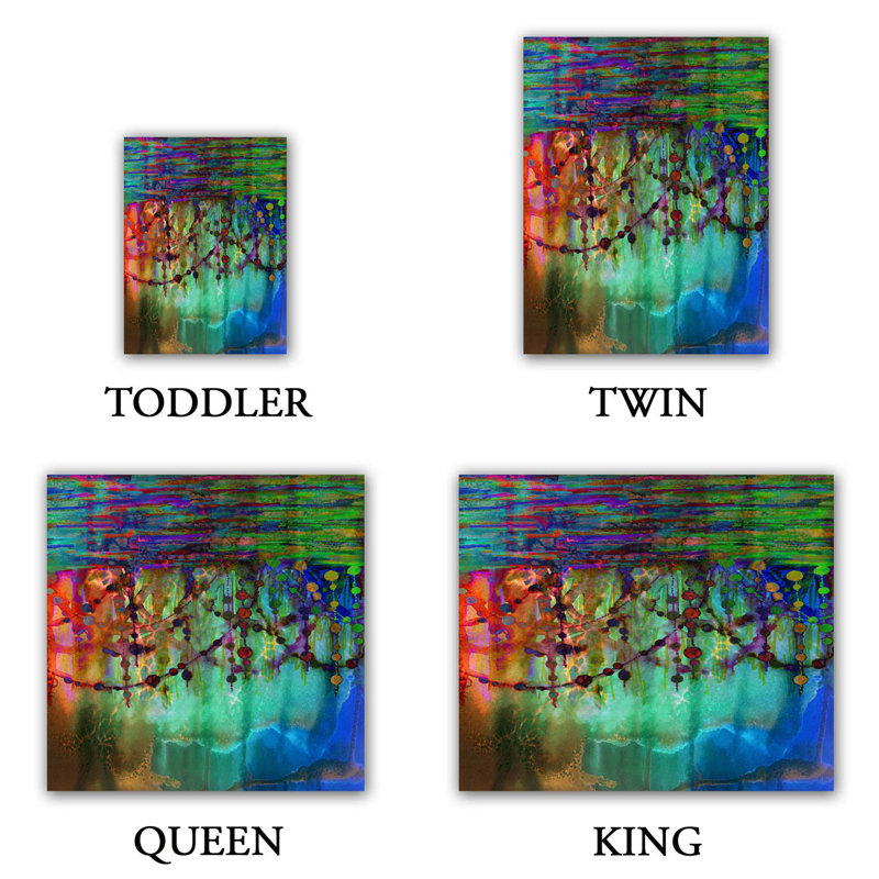 Polyester Duvet Cover Set, Queen Duvet Cover + 2 Shams, Green/Red/Blue