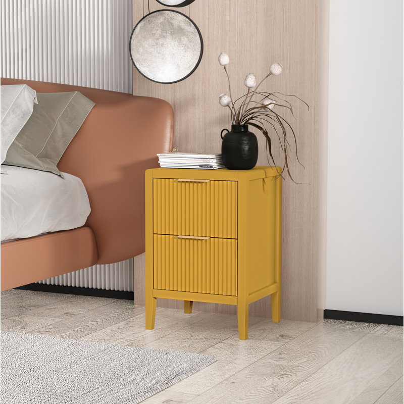 Ameenah 39 cm W Bedside Table, Yellow