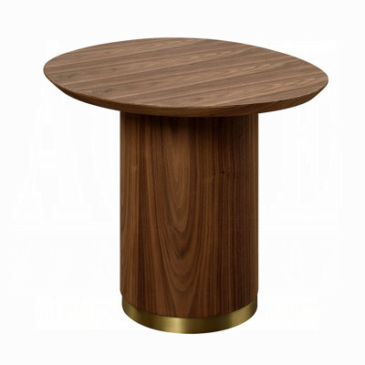 Walnut End Table With Pedestal