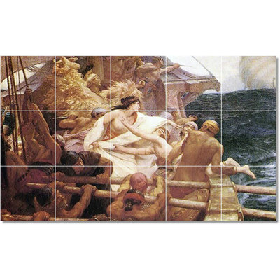21.25" x 12.75" Ceramic Painting Decorative Mural Tile 4.25" x 4.25"