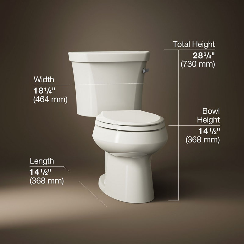 Wellworth® 1.28 GPF Water Efficient Elongated Two-Piece Toilet (Seat Not Included), Biscuit