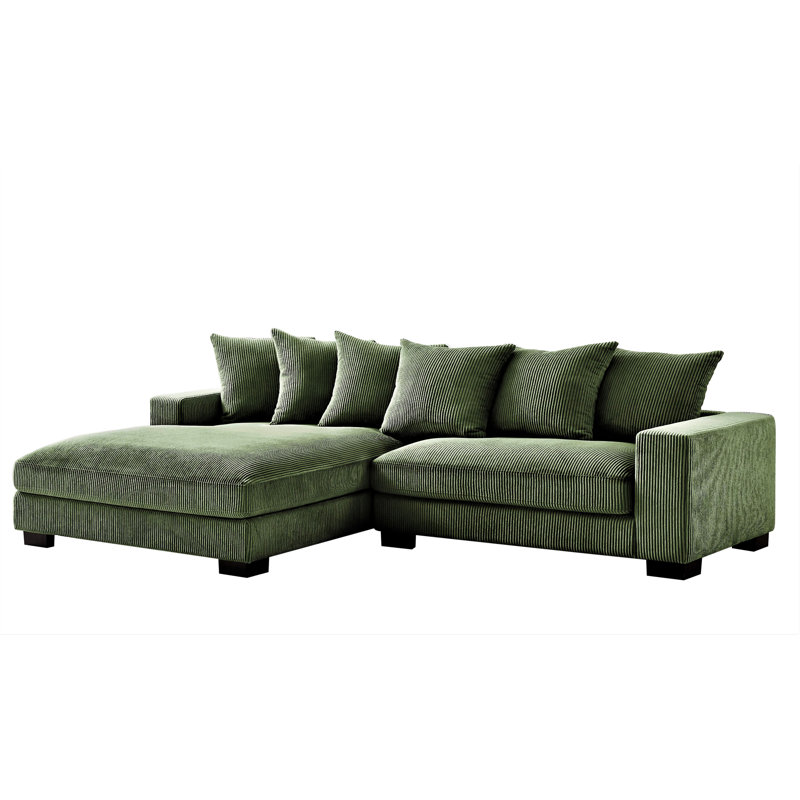 Luxe Oversized Two-Piece Left Facing Sectional Couches For Living Room, Left Hand Facing, Dark Green Corduroy
