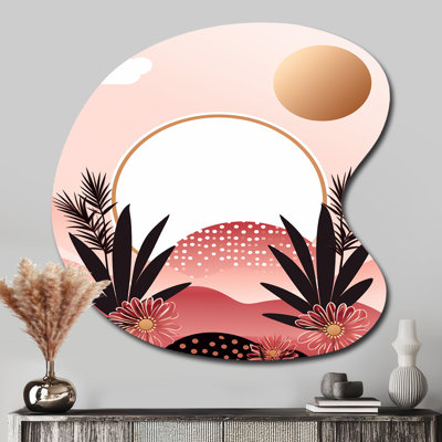 Boho Dreams Abstract Landscape In Vintage Pink I - Abstract Landscape Shape Assymterical Metal Art mural