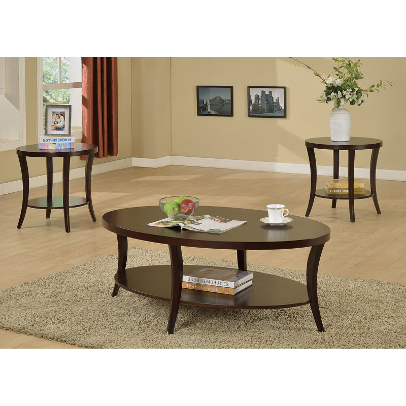 Table basse ovale avec tablette Perth Espresso