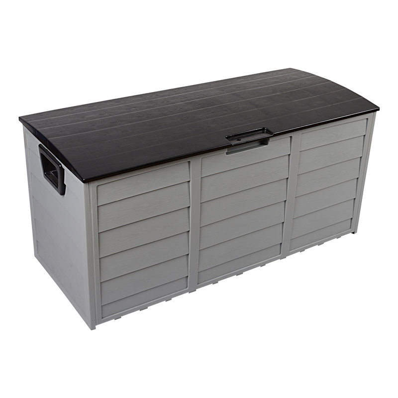 75 Gallon Plastic Deck Box with Wheels, Black/Gray