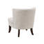 Chaise d'appoint rose, dossier à oreilles capitonné, polyester beige, pieds bruns-118708331