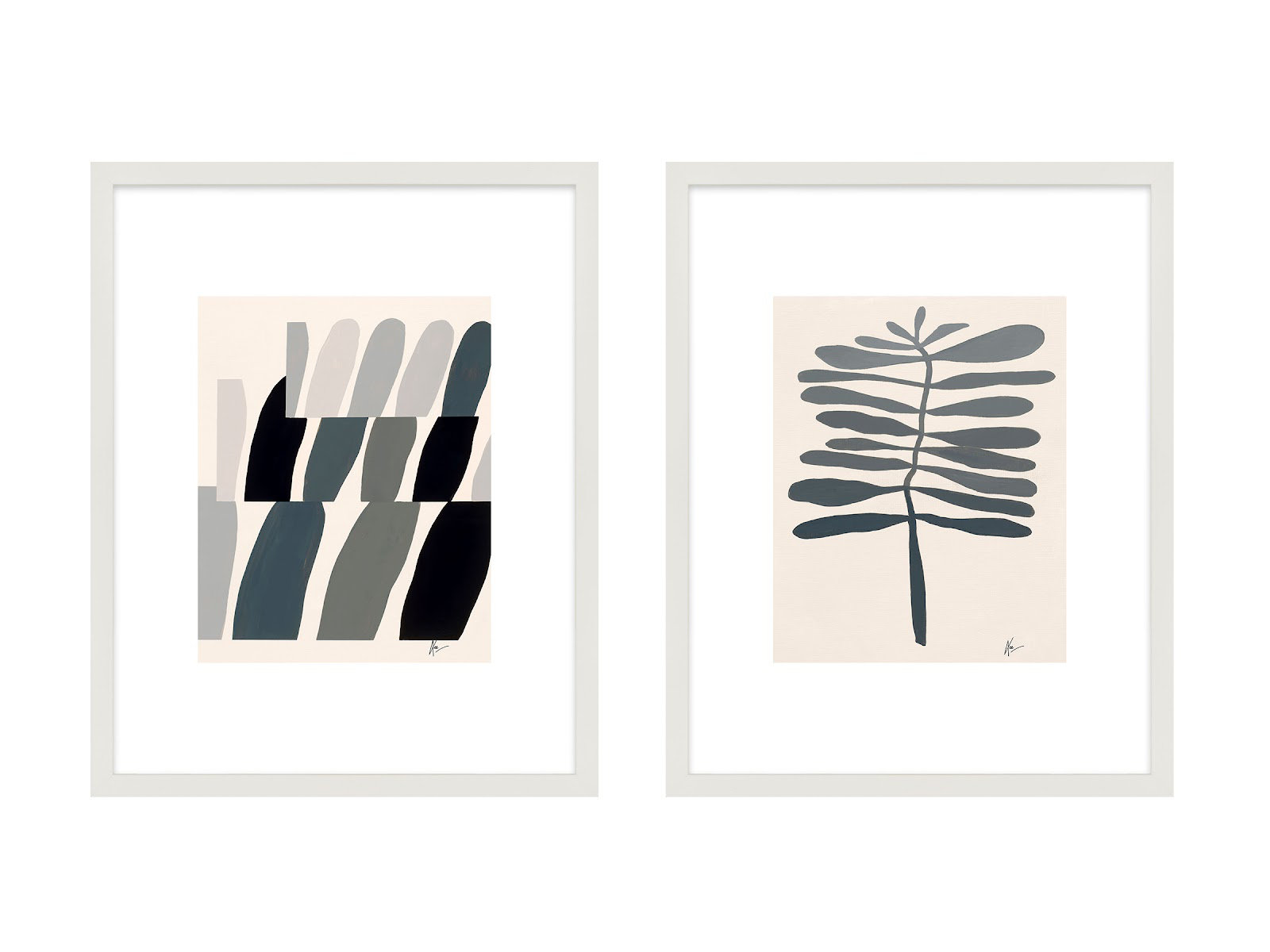 Flora 1&2 by Lee Lessem, White Framed, 25" H x 40" W x 1.25" D