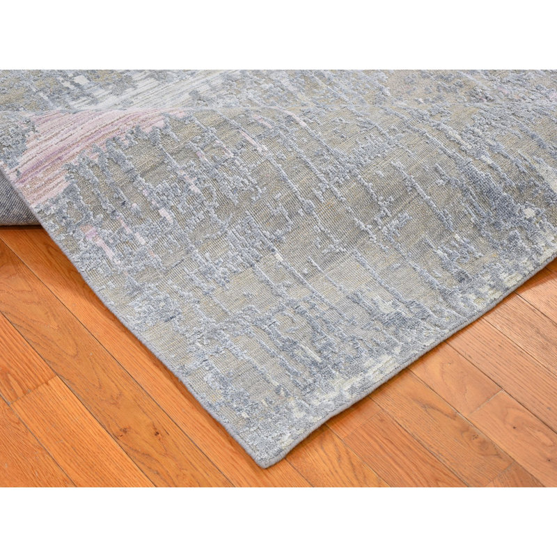 Tapis en laine texturée et en soie pure noué à la main 8 pi x 10 pi 3 po 0043BFB7A03D4CC18597BEE82B859E3C