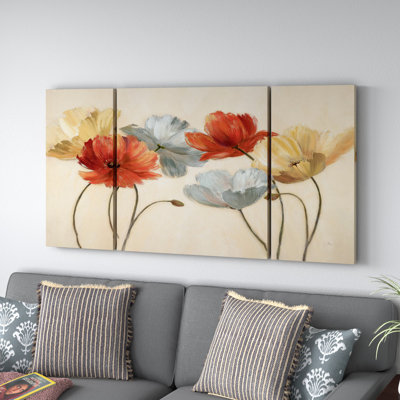 Palette de coquelicot revisitée - 3 pièces sur toile