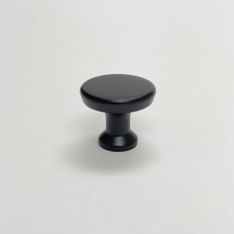 Solid Brass "Collin" Round Cabinet Knob, Matte Black