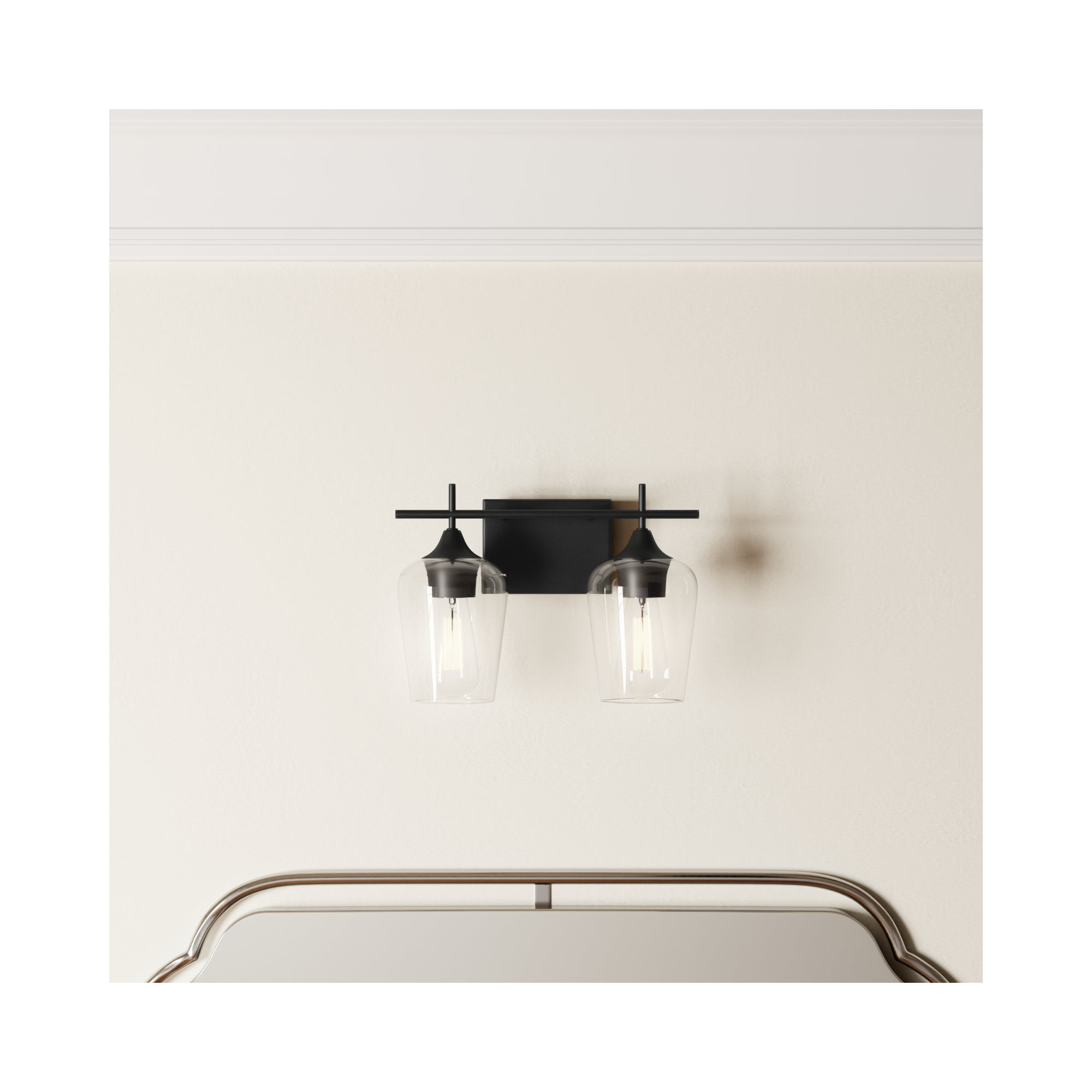 Breena 2 Light Transparent Dimmable Vanity Light, Black