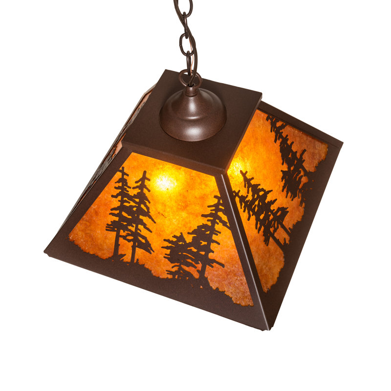 Greenbriar Oak 1 - Light Pendant, 44" H x 16" W x 16" D, Cafe Noir, Amber Mica